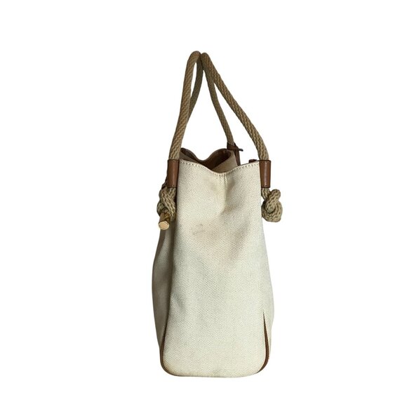 Michael Kors Cream Canvas Shoulder Bag With Leather Trim - Picture 5 of 9